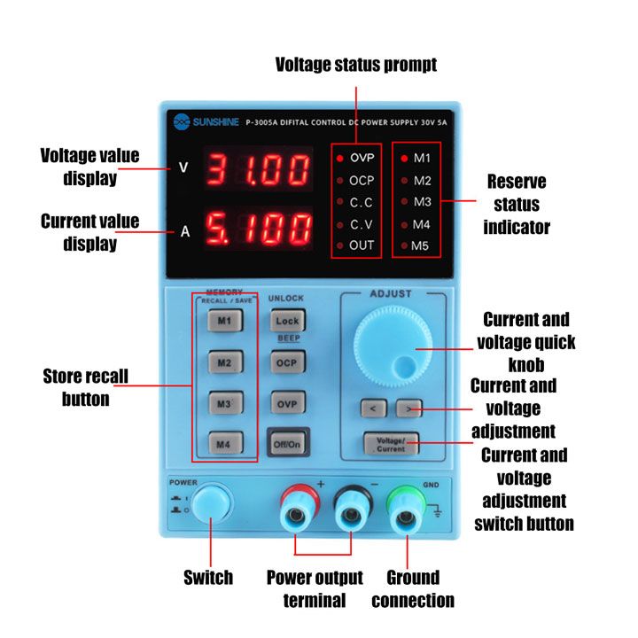 Sunshine P-3005A 5A/30V Dc Power Supply | Trans Asia Cellular (Pvt) Ltd. - Online Store