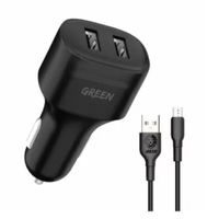Dual Port Car Charger 12W with PVC Micro USB Cable 1.2M – GNCC24MCRBK