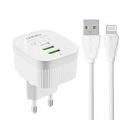 LDNIO A201 Universal Travel Charger 2.4A With Lightning Cable