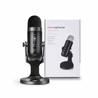 USB Condenser Metal Microphone Professional Recording Streaming With RGB Light Desktop