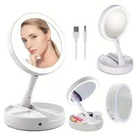 XJ-988 LED Folding Makeup Mirror With Storage Box