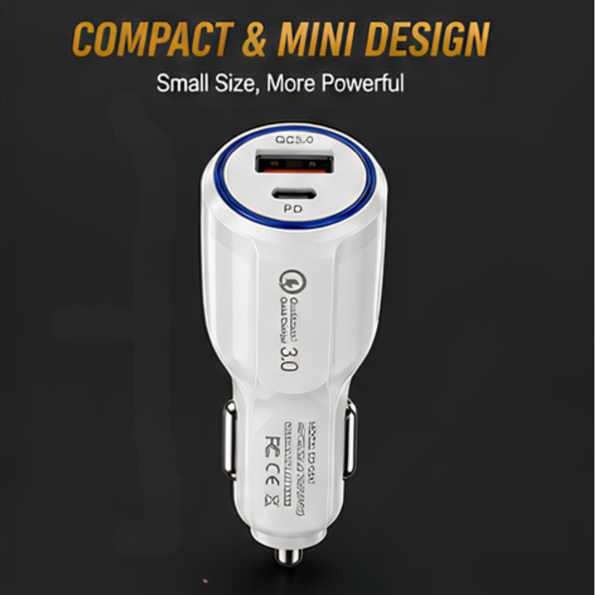 20W Fast Car Charger (USB A+ Type C) - Image 3